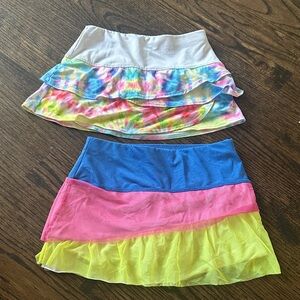 Lucky in Love Tie-Dye and Color Block Skirt Set tennis skirts